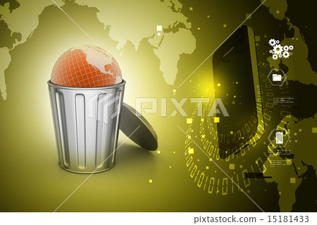 Globe in trash bin Globe in trash bin 15181433