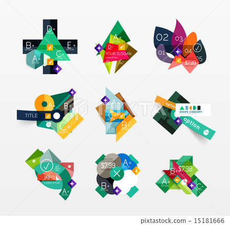Set of vector abstract geometric layout - Stock Illustration [15181666 ...