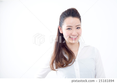 Young Ladies 10 And 20 White Back Hair Models Stock Photo