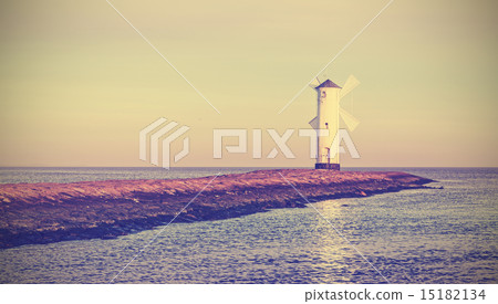 Retro vintage stylized sunrise over sea. Retro vintage stylized sunrise over sea. 15182134