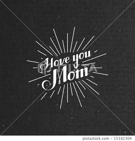 I Llove You Mom retro label with light rays 15182304