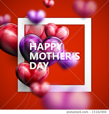 Happy Mothers Day label with flying balloon 15182408