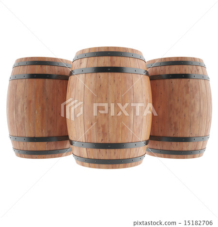 Wine, whiskey, rum, beer, barrels isolated on white background. 15182706