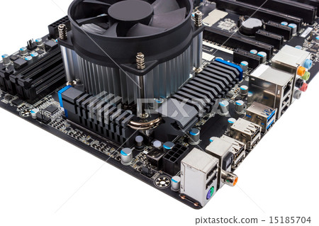 Computer motherboard with CPU cooler 15185704
