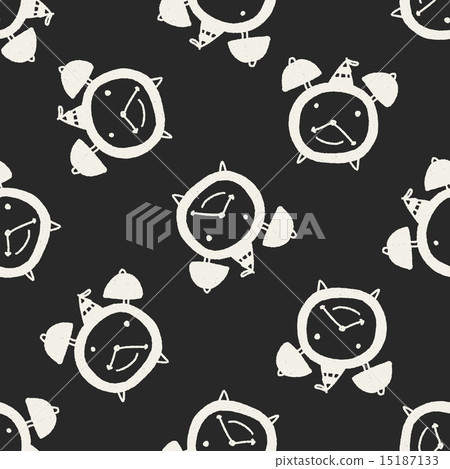 doodle Alarm Clock seamless pattern background - Stock Illustration ...