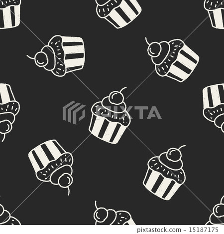 doodle cake seamless pattern background - Stock Illustration [15187175 ...