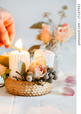 nice flowers and candle 15187683