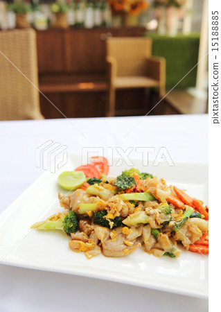 Thai food fried noodle with egg and pork Thai food fried noodle with egg and pork 15188885