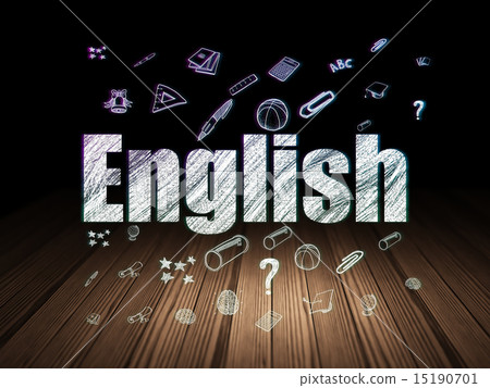 Education concept: English in grunge dark room 15190701