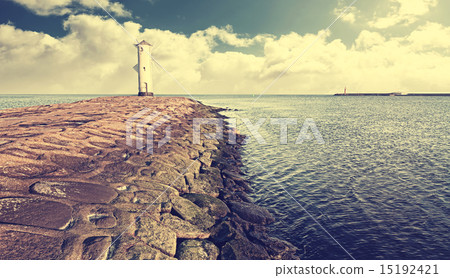 Retro stylized coast landscape. Retro stylized coast landscape. 15192421