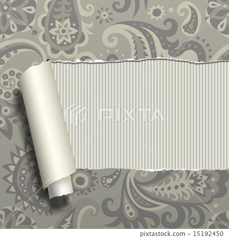 Ripped paper with vintage ornament Ripped paper with vintage ornament 15192450