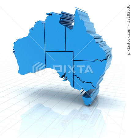 Extruded Australia map with state borders Extruded Australia map with state borders 15192536