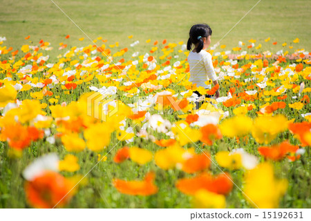 Girl and flower garden image 15192631