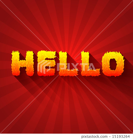 Fire hello text on a red background concept.... - Stock Illustration ...