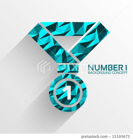 Polygonal medal number one vector background concept. Illustrati 15193673