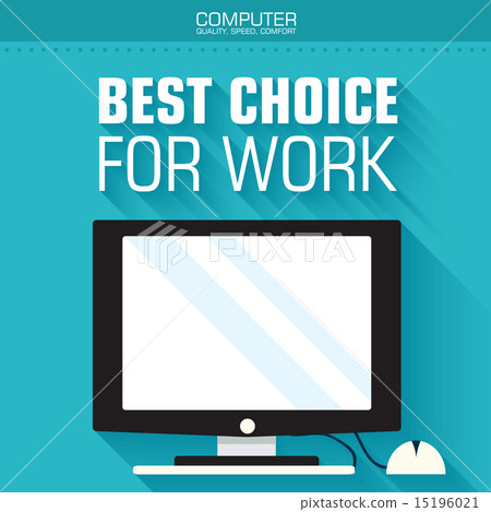 Flat computer on the background with the slogan 15196021