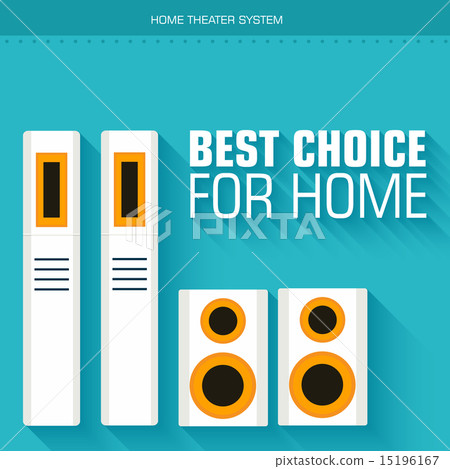 Flat home theater system on the background  15196167