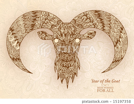 Hand drawn new year 2015 of goat background  15197358