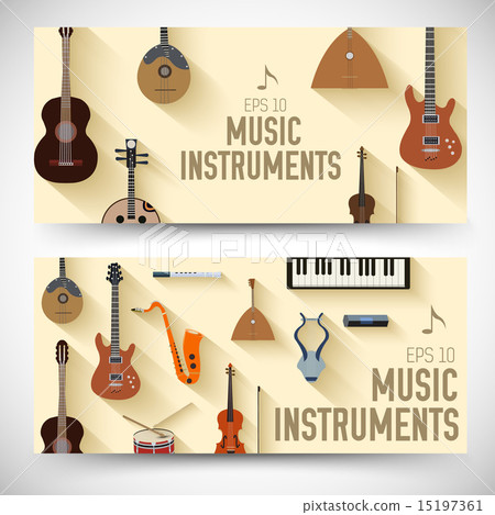 flat music instruments banners concept flat music instruments banners concept 15197361