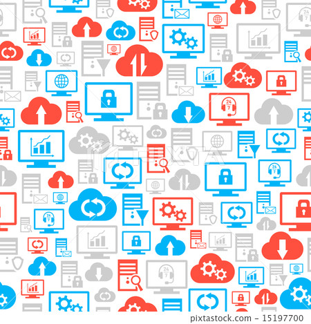 Seamless pattern with hosting cloud icons 15197700