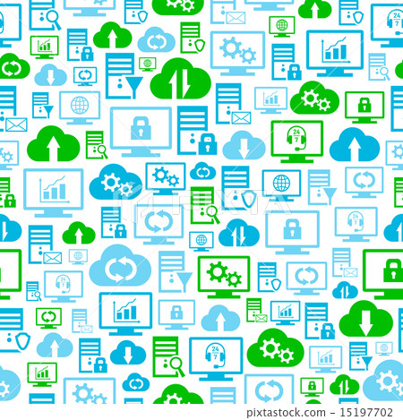 Seamless pattern with hosting cloud icons 15197702