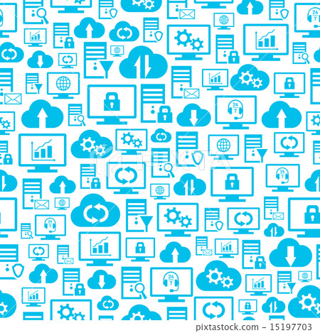 Seamless pattern with hosting cloud icons 15197703