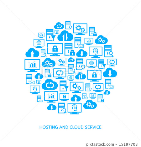 Hosting, network and cloud service icons 15197708