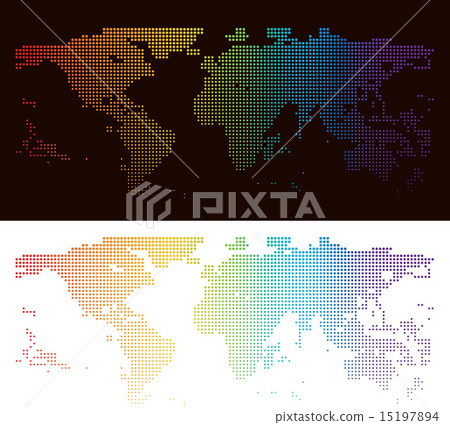Rainbow halftone world map 15197894