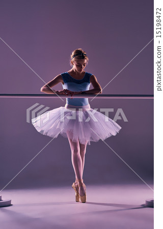 classic ballerina posing at ballet barre classic ballerina posing at ballet barre 15198472
