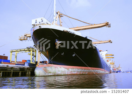 commercial ship in port loading container commercial ship in port loading container 15201407