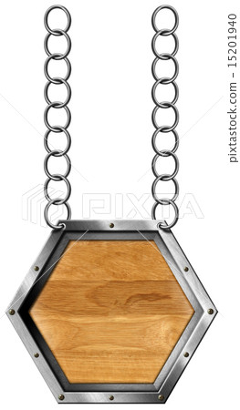 Hexagonal Sign with Metal Chain Hexagonal Sign with Metal Chain 15201940