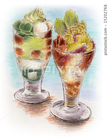 Food illustration ~ Matcha parfait Food illustration ~ Matcha parfait 15202768