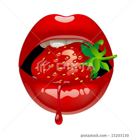 Red lips with a strawberry 15203130