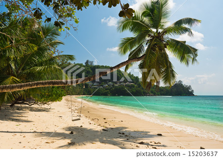 Tropical beach at Mahe island Seychelles Tropical beach at Mahe island Seychelles 15203637
