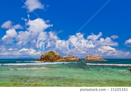 Stones in ocean at Seychelles 15205381