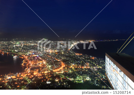 從函館山觀景台看到的1百萬美元的夜景 從函館山觀景台看到的1百萬美元的夜景 15208714