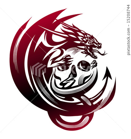 Dragon sitting on a skull, tattoo Dragon sitting on a skull, tattoo 15208744