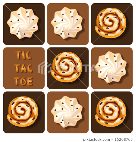 Tic-Tac-Toe of cinnamon roll and meringue 15208763