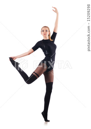 Young woman dancing on white background 15209298
