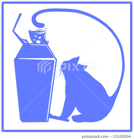 A pictogram of a cat who throws out garbage A pictogram of a cat who throws out garbage 15209304