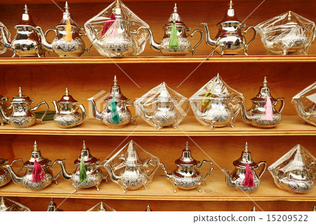 Selection of traditional Moroccan teapots Selection of traditional Moroccan teapots 15209522