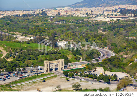 Aerial view of gates Bab Jdid in Fes Aerial view of gates Bab Jdid in Fes 15209534