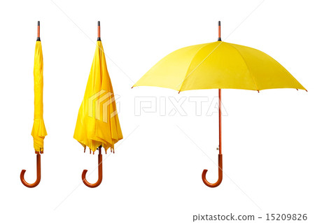 Set of yellow umbrellas isolated on white background 15209826