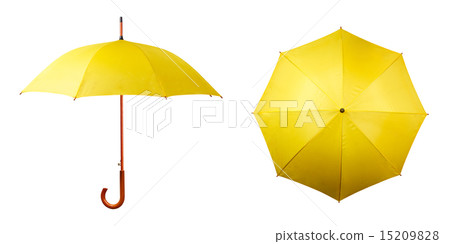 Set of yellow umbrellas isolated on white background 15209828