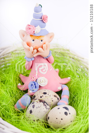 Ashamed fairy on the nest with quail eggs  15210188