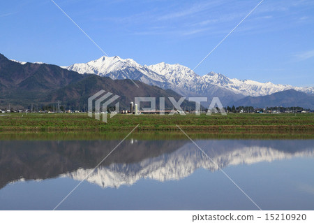 Northern Alps of spring desired from the foot of the mountain 15210920