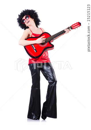 Young singer with afro cut and guitar Young singer with afro cut and guitar 15215123
