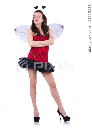 Woman in bee costume isolated on white Woman in bee costume isolated on white 15215128