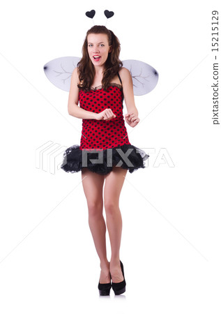 Woman in bee costume isolated on white Woman in bee costume isolated on white 15215129