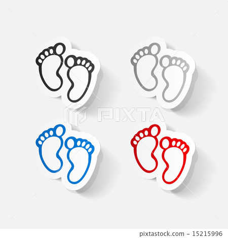 Paper clipped sticker: Footprint symbol Paper clipped sticker: Footprint symbol 15215996